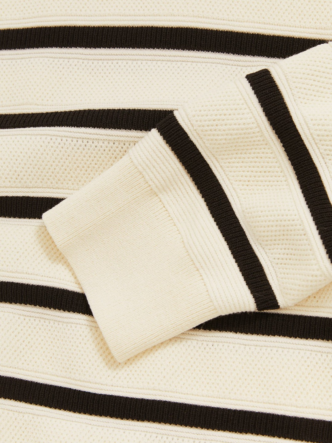 Men Cotton Blend Stripe Knit Polo Shirt in Warm Stone/Black