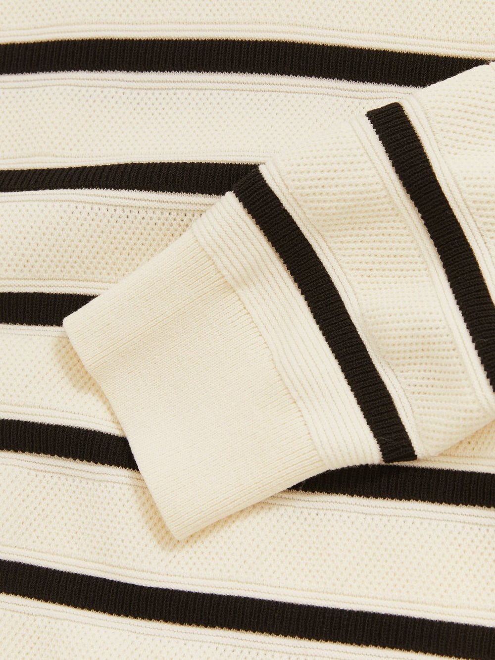 Men Cotton Blend Stripe Knit Polo Shirt in Warm Stone/Black