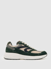 Men Panelled Running Trainers in Forest Green/Stone