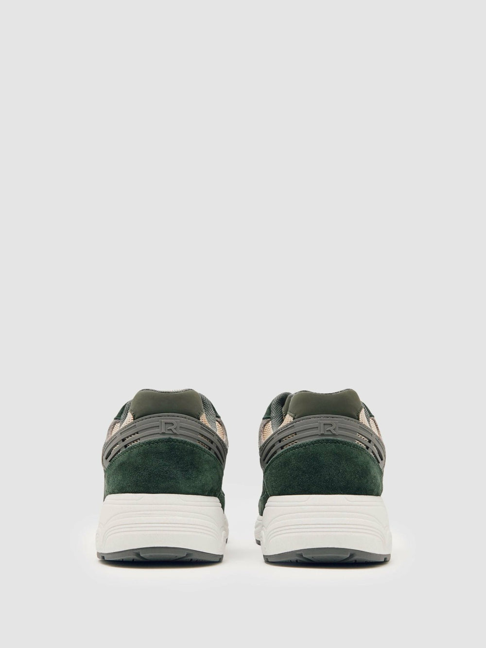Men Panelled Running Trainers in Forest Green/Stone