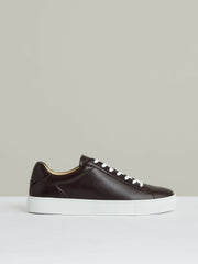 Men Leather Low-Top Trainers in Plum Purple