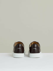 Men Leather Low-Top Trainers in Plum Purple