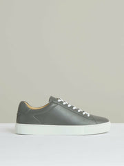 Men Leather Low-Top Trainers in Graphite Grey