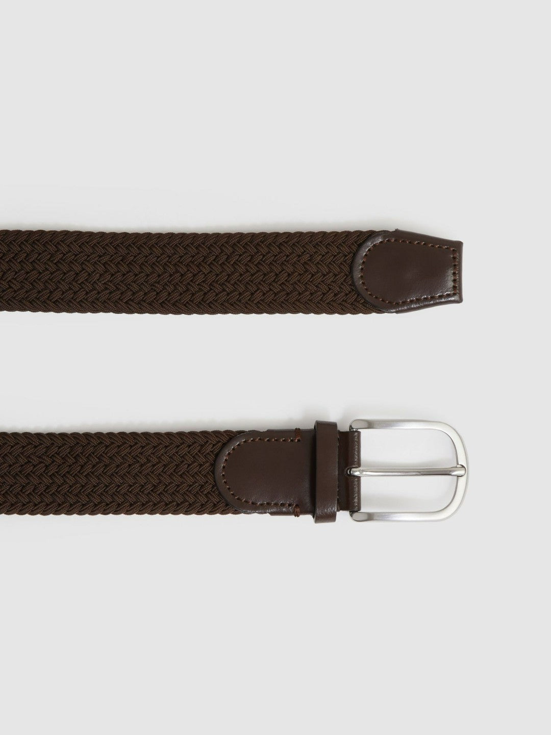 Men Basket Weave Belt in Dark Brown