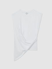 Women Cotton Drape T-Shirt in White