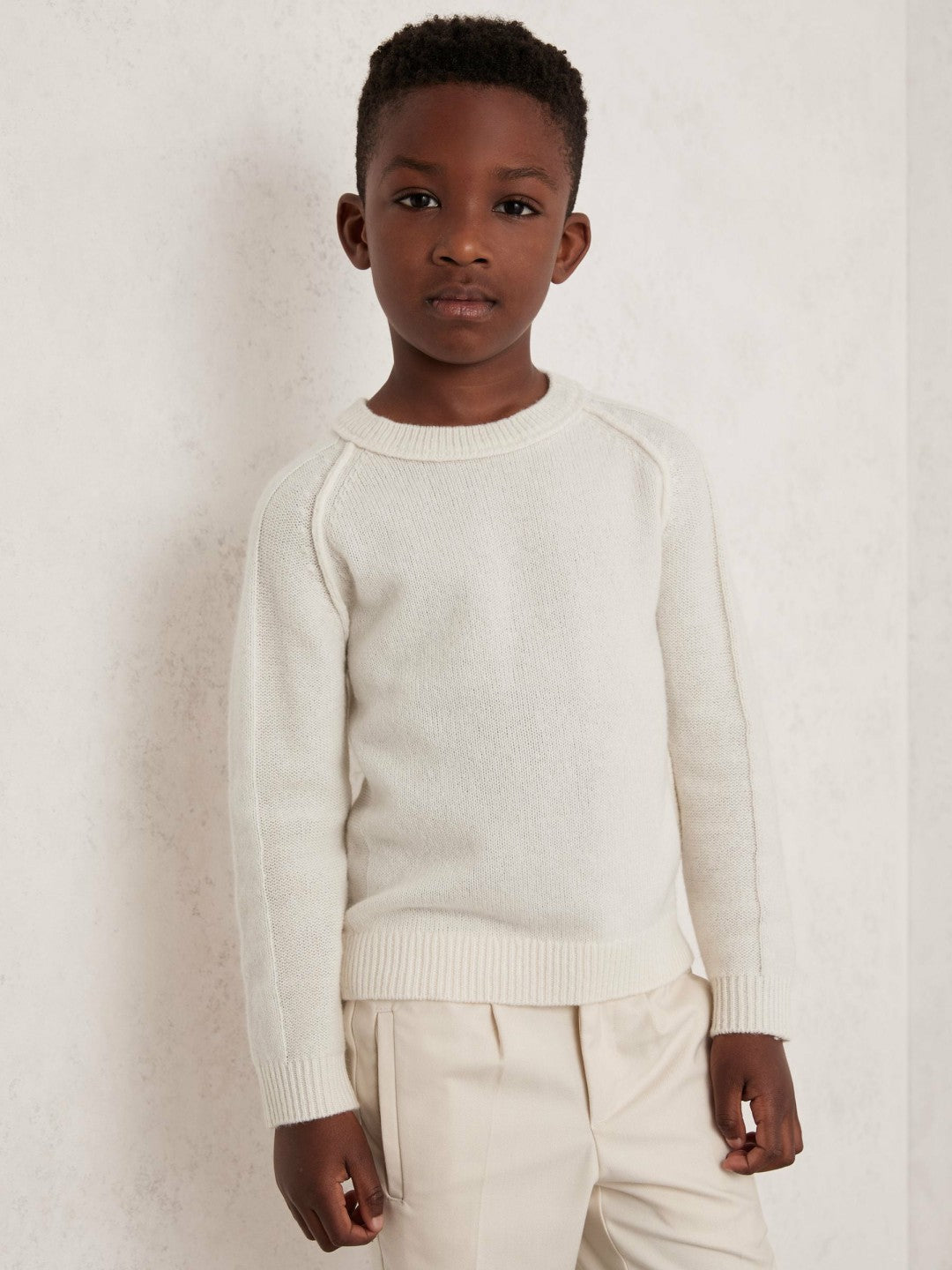 Children & Baby 9-13 yrs Wool-Cashmere Reverse-Seam Jumper in Off White
