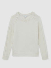 Children & Baby 9-13 yrs Wool-Cashmere Reverse-Seam Jumper in Off White