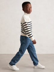 Children & Baby 9-13 yrs Cotton-Blend Stripe Half-Zip Jumper in White