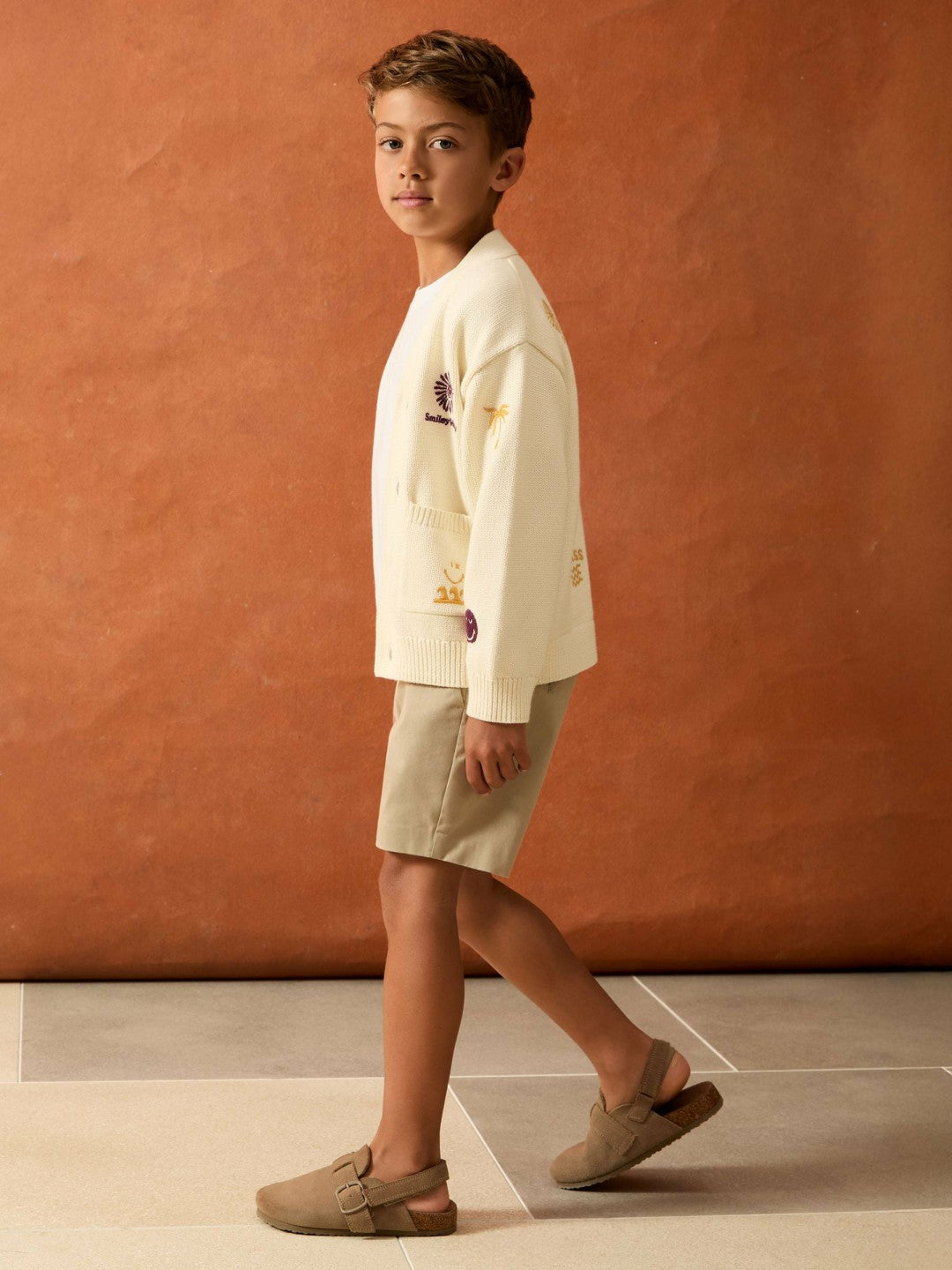 Children & Baby 13-14 yrs SmileyWorld Embroidery Cardigan Unisex Fit in Off White