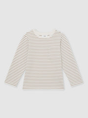 Children & Baby 9-13 yrs Stretch-Cotton Stripe T-Shirt in Off White/Camel