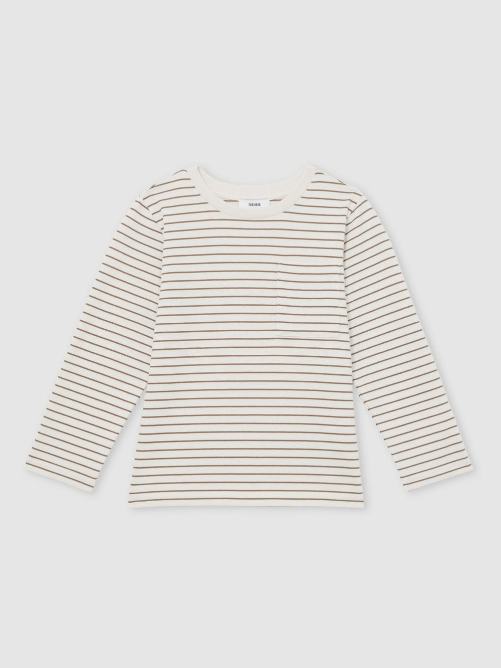 Children & Baby 13-14 yrs Stretch-Cotton Stripe T-Shirt in Off White/Camel