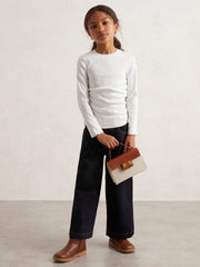 Children & Baby 4-9 yrs Cotton Ruched Long-Sleeve T-Shirt with Stretch in Ivory