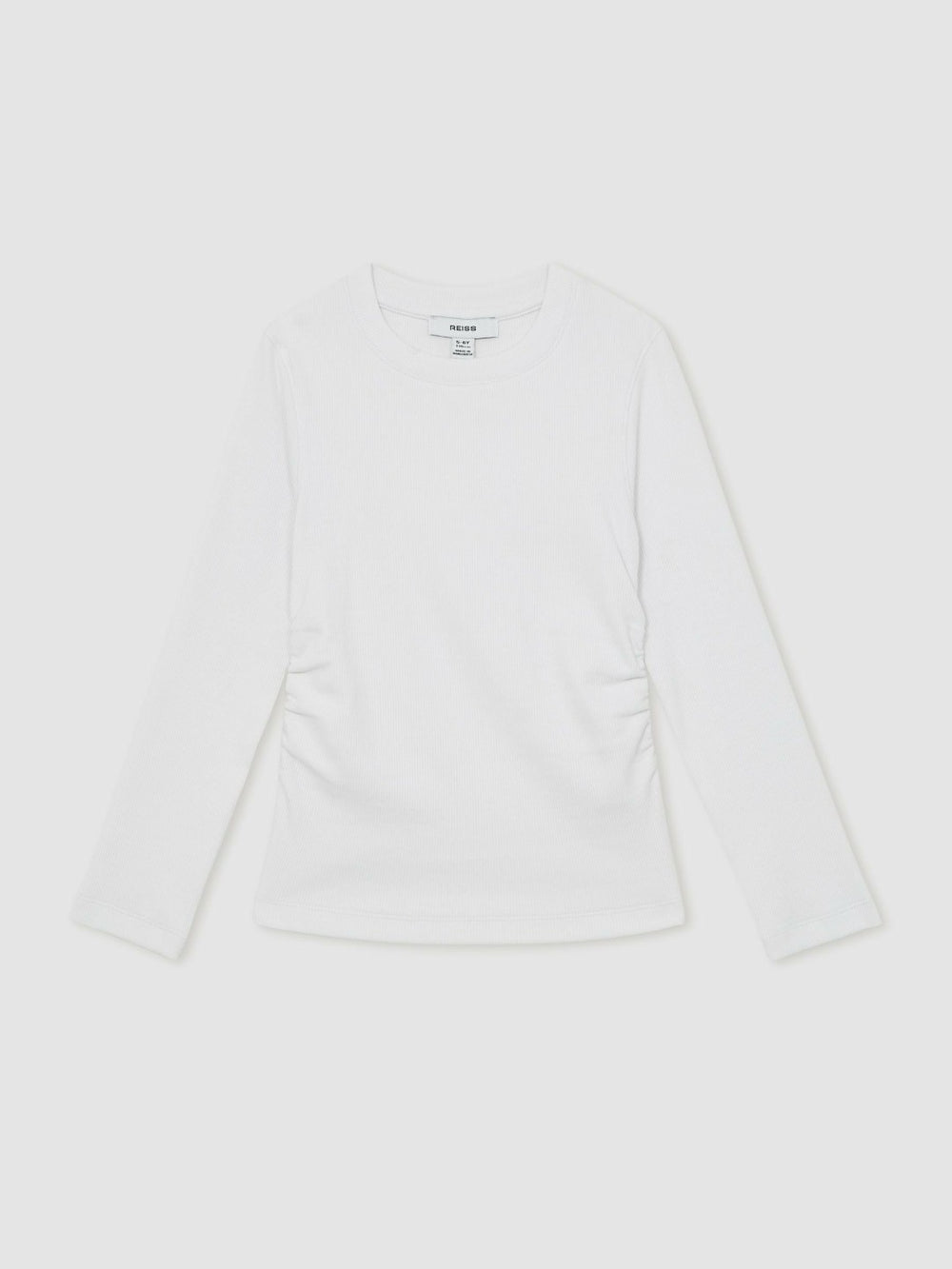 Children & Baby 4-9 yrs Cotton Ruched Long-Sleeve T-Shirt with Stretch in Ivory