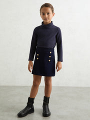 Children & Baby 13-14 yrs Cotton-Jersey Roll-Neck Top with Stretch in Navy