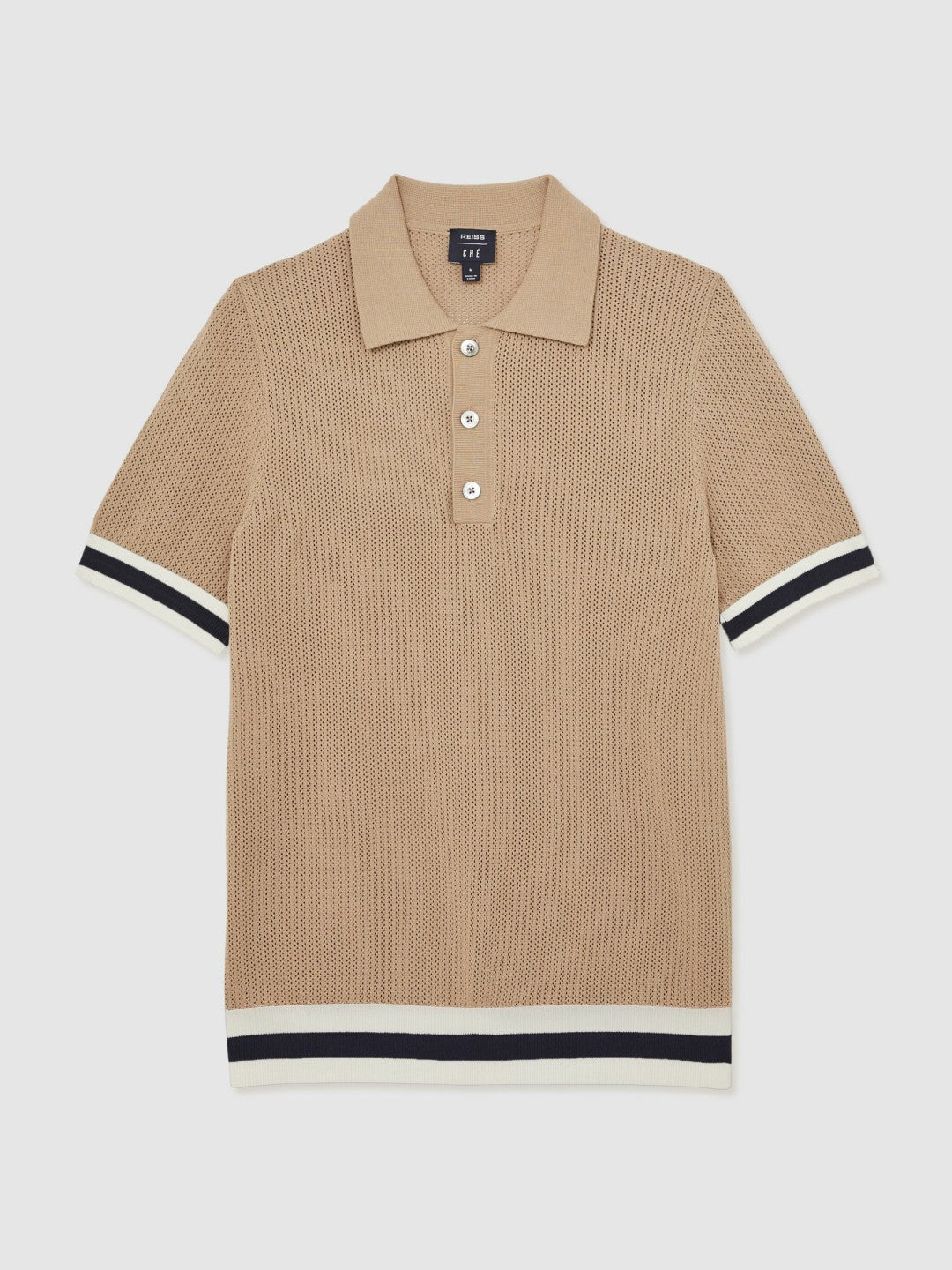 Men | Ché Cotton Knit Polo Shirt in Camel Brown