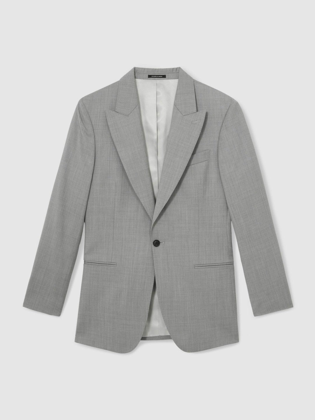 Men Slim-Fit Wool Single Breasted Suit Blazer in Mid Grey