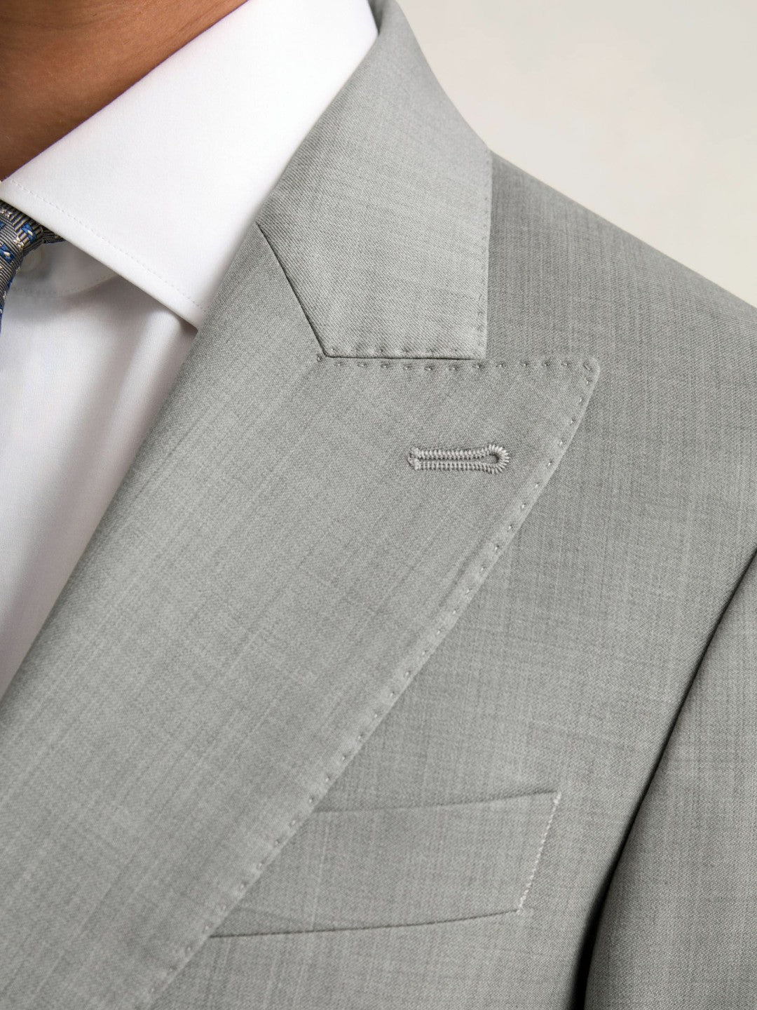Men Slim-Fit Wool Single Breasted Suit Blazer in Mid Grey