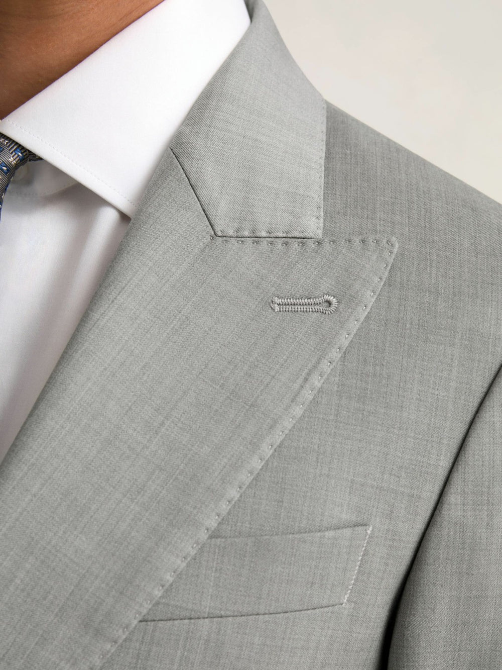 Men Slim-Fit Wool Single Breasted Suit Blazer in Mid Grey