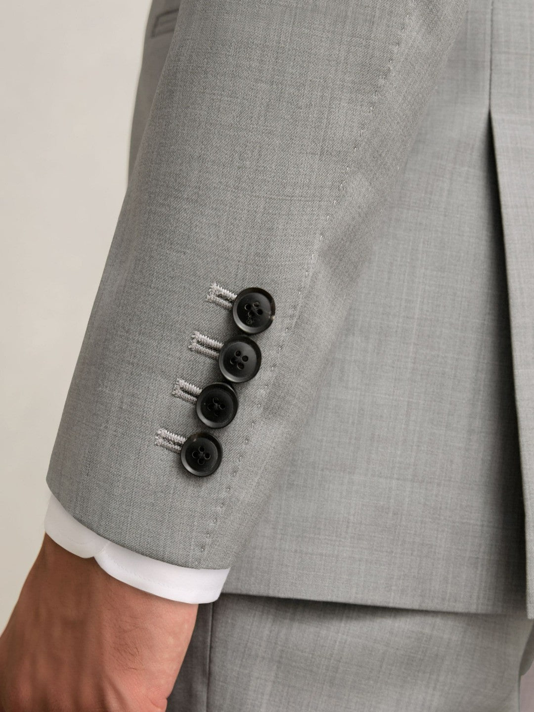 Men Slim-Fit Wool Single Breasted Suit Blazer in Mid Grey