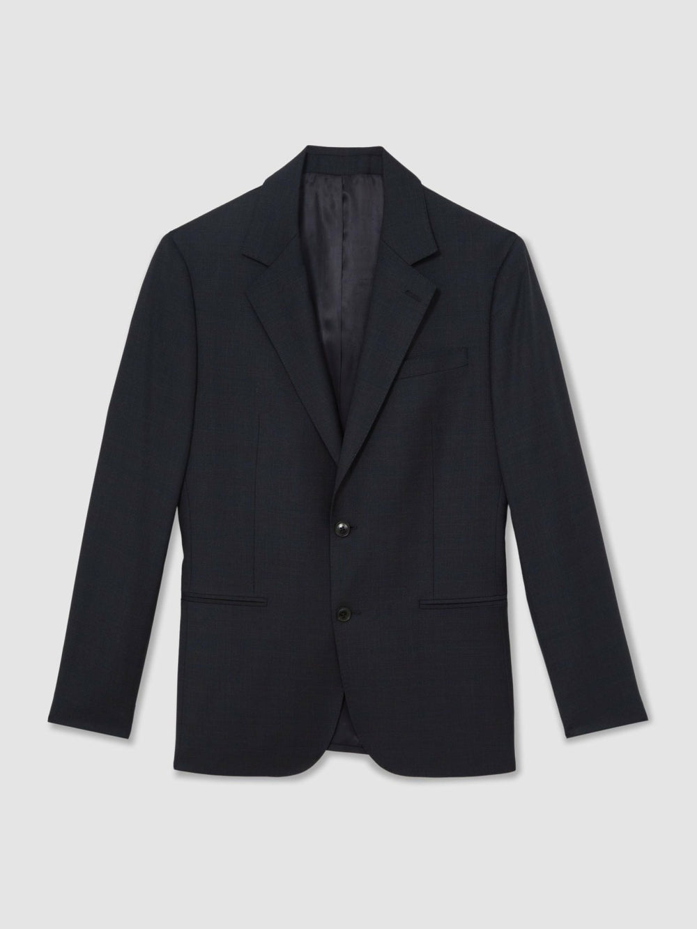 Men Slim-Fit Wool Single Breasted Check Suit Blazer in Navy
