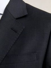Men Slim-Fit Wool Single Breasted Check Suit Blazer in Navy