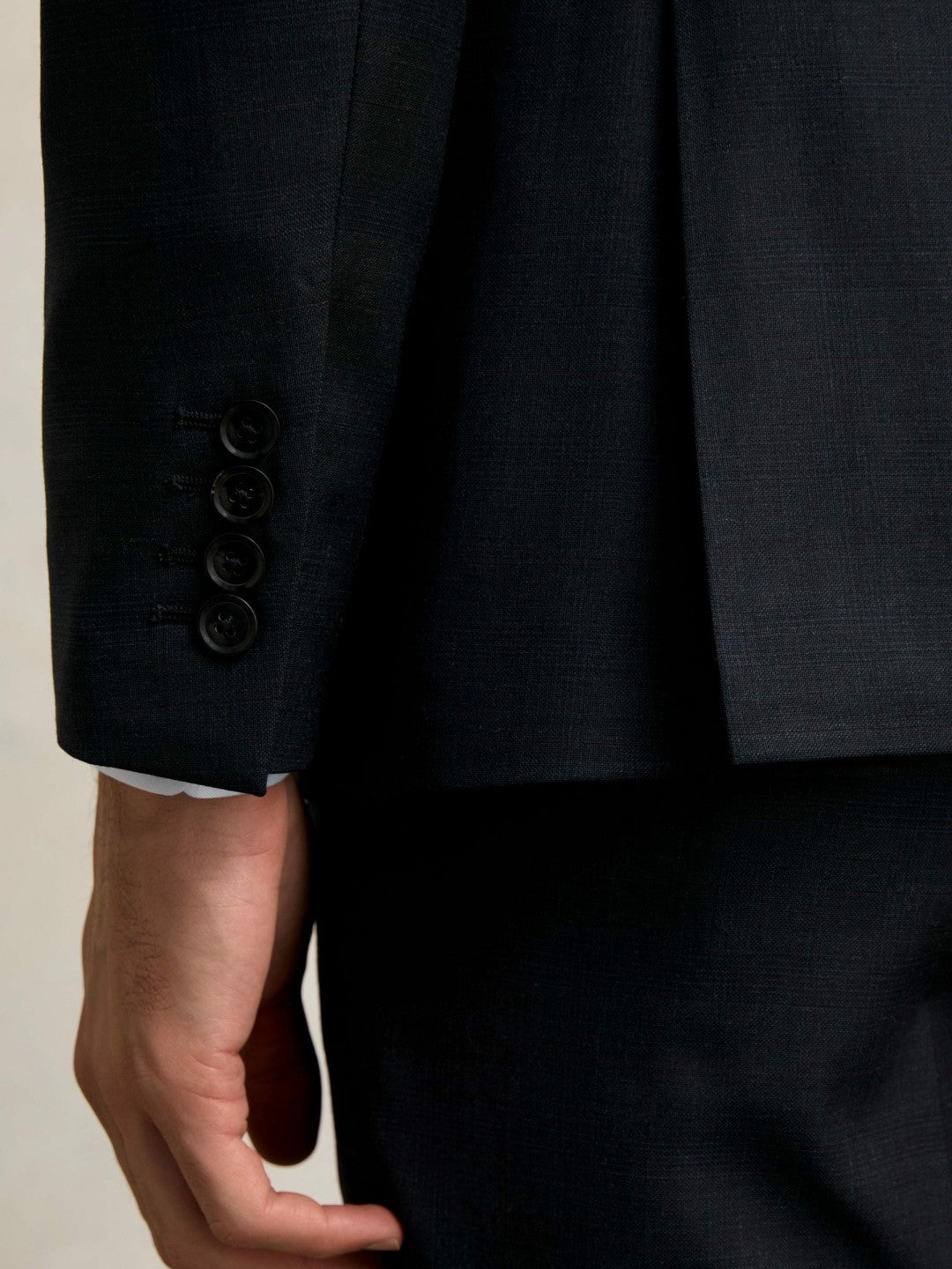 Men Slim-Fit Wool Single Breasted Check Suit Blazer in Navy