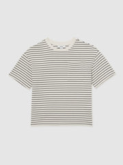 Children & Baby 13-14 yrs Cotton-Blend Stripe T-Shirt in White/Navy