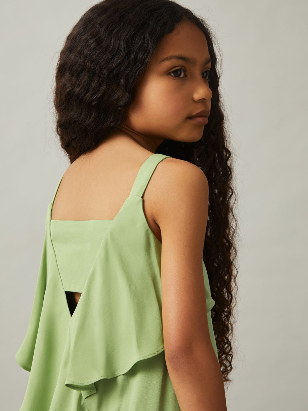 Children & Baby 13-14 yrs Handkerchief-Hem Sleeveless Dress in Green