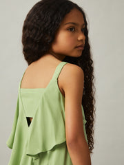 Children & Baby 13-14 yrs Handkerchief-Hem Sleeveless Dress in Green