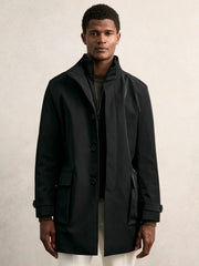 Men Hybrid Removable-Gilet Overcoat in Black