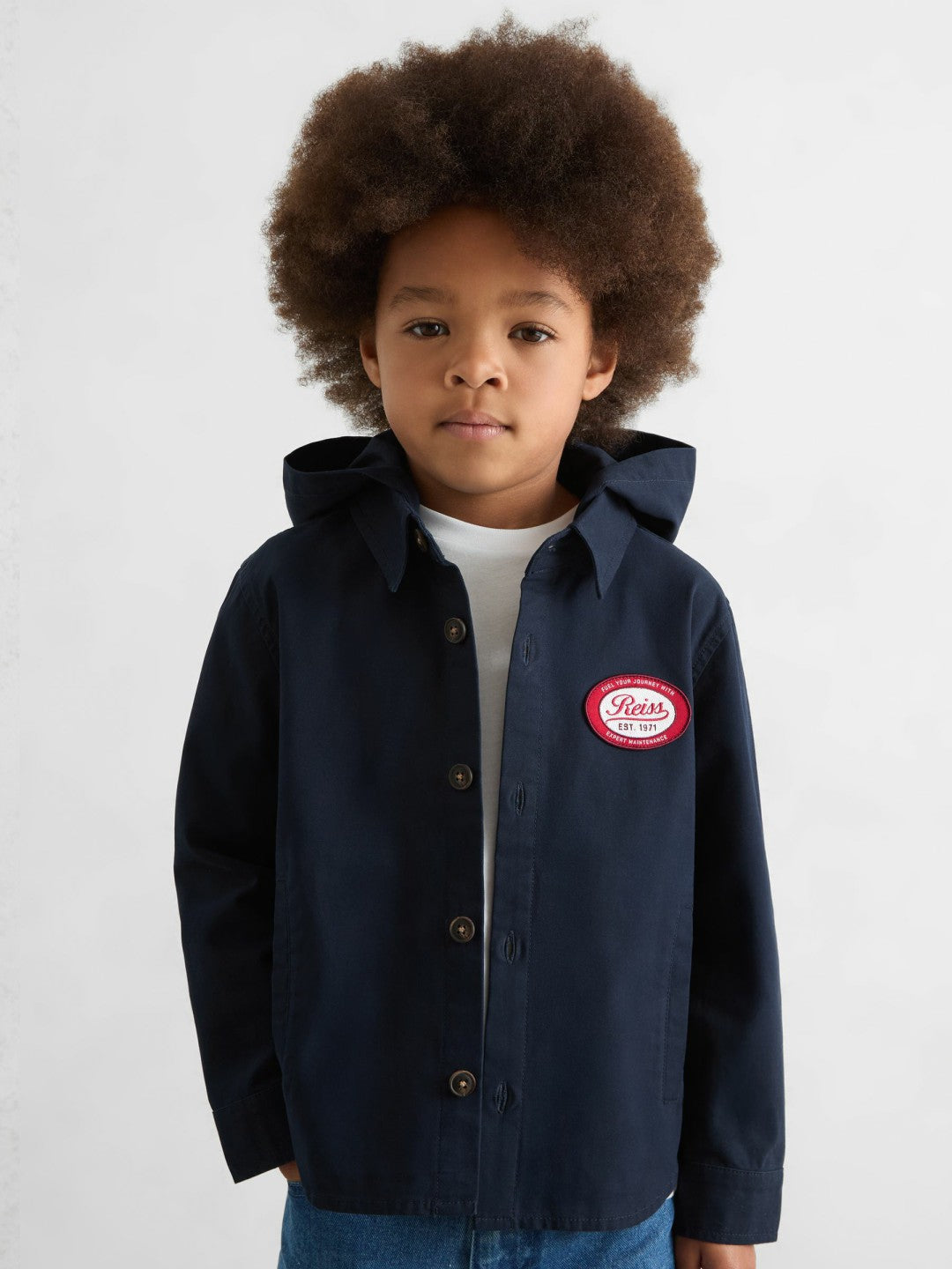 Children & Baby Cotton Removable-Hood Motor Cars Jacket in Navy