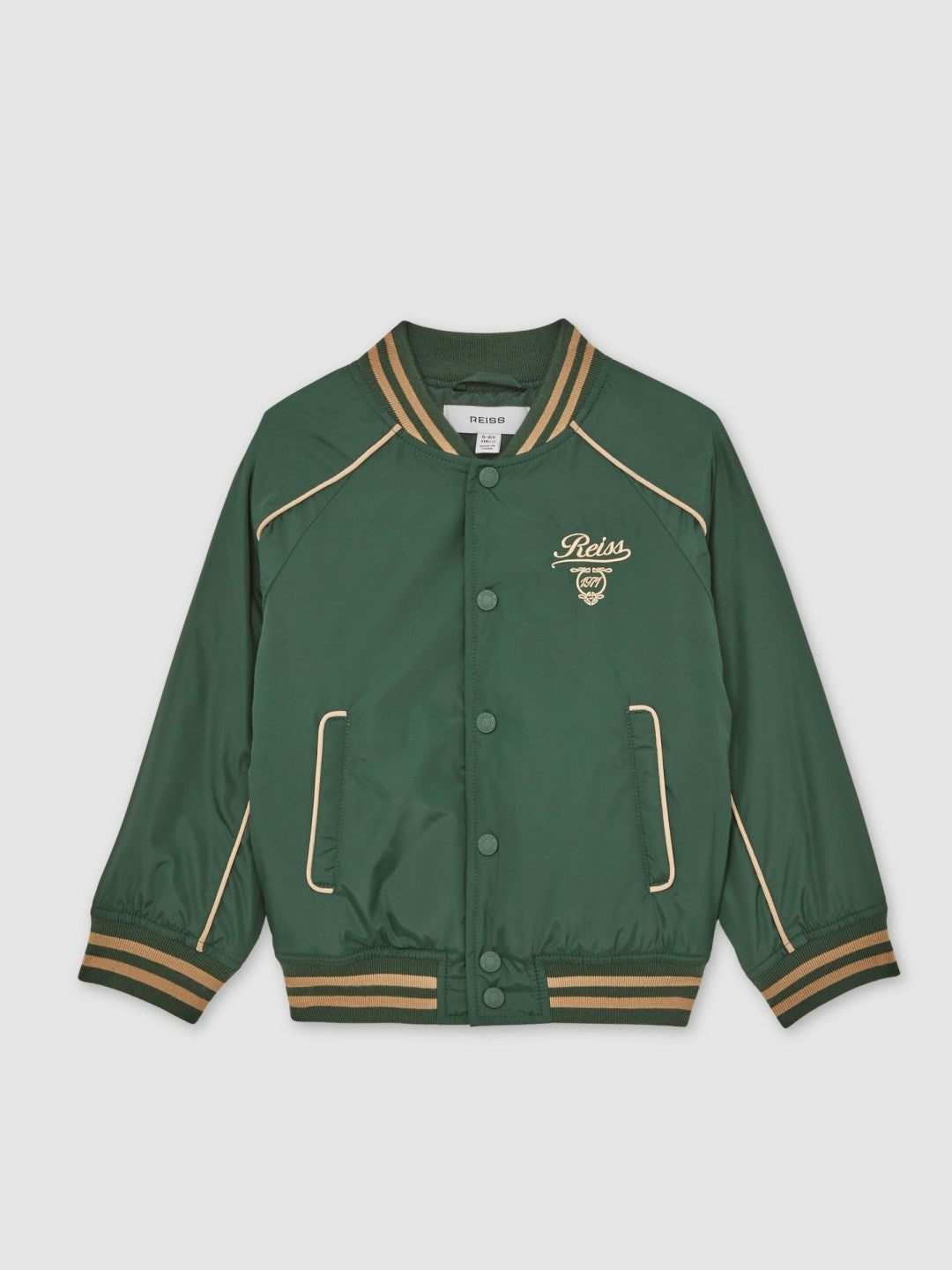 Children & Baby 13-14 yrs Motor Cars Embroidered Bomber Jacket in Forest Green/Off White