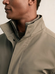 Men Hybrid Removable-Gilet Overcoat in Mushroom Brown