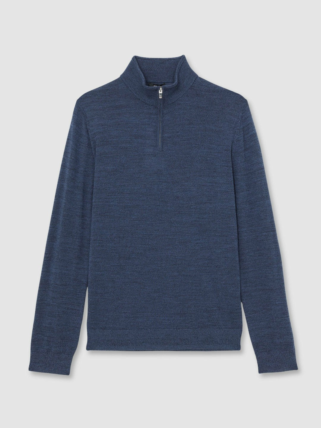 Men Merino Wool Half-Zip Jumper in Denim Jaspe
