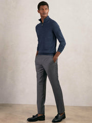 Men Merino Wool Half-Zip Jumper in Denim Jaspe