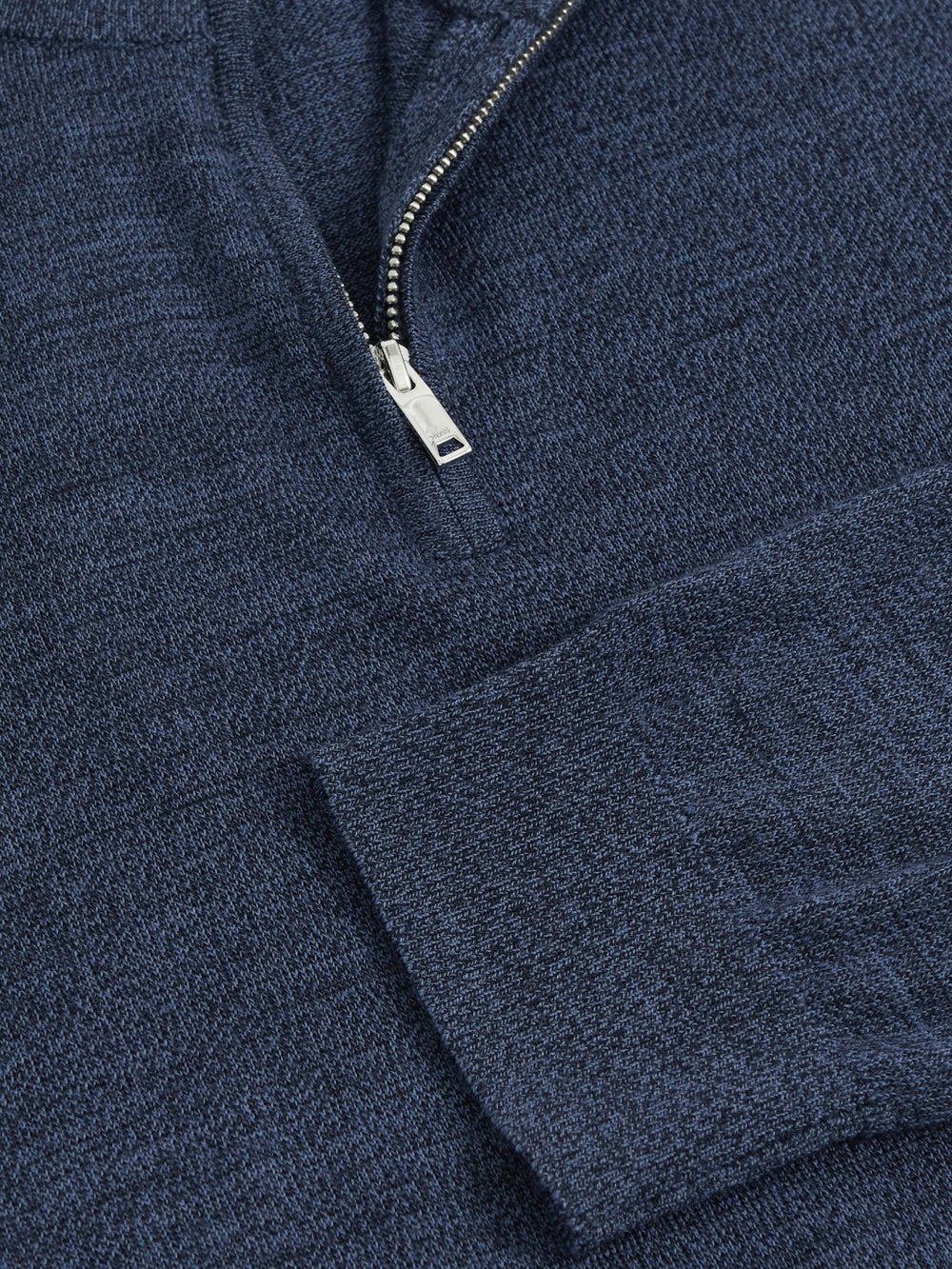 Men Merino Wool Half-Zip Jumper in Denim Jaspe