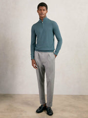 Men Merino Wool Half Zip Jumper in Orion Blue