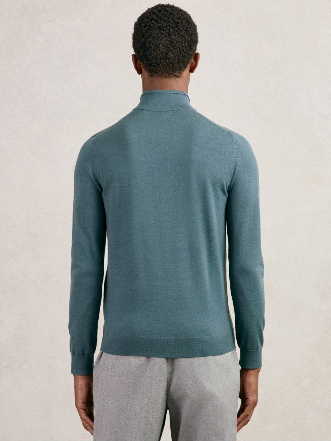 Men Merino Wool Half Zip Jumper in Orion Blue