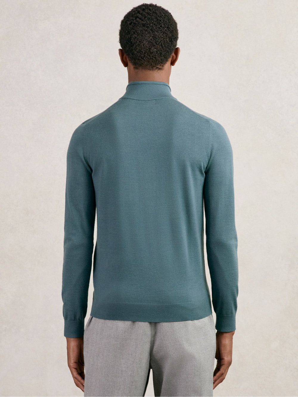 Men Merino Wool Half Zip Jumper in Orion Blue