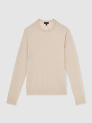 Men Merino-Wool Crew-Neck Jumper in Beige