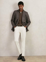 Men Merino Wool Half-Zip Jumper in Chocolate Brown