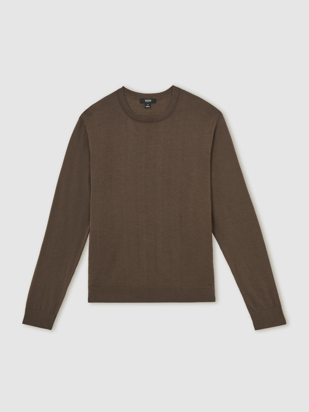 Men Merino-Wool Crew-Neck Jumper in Chocolate Brown