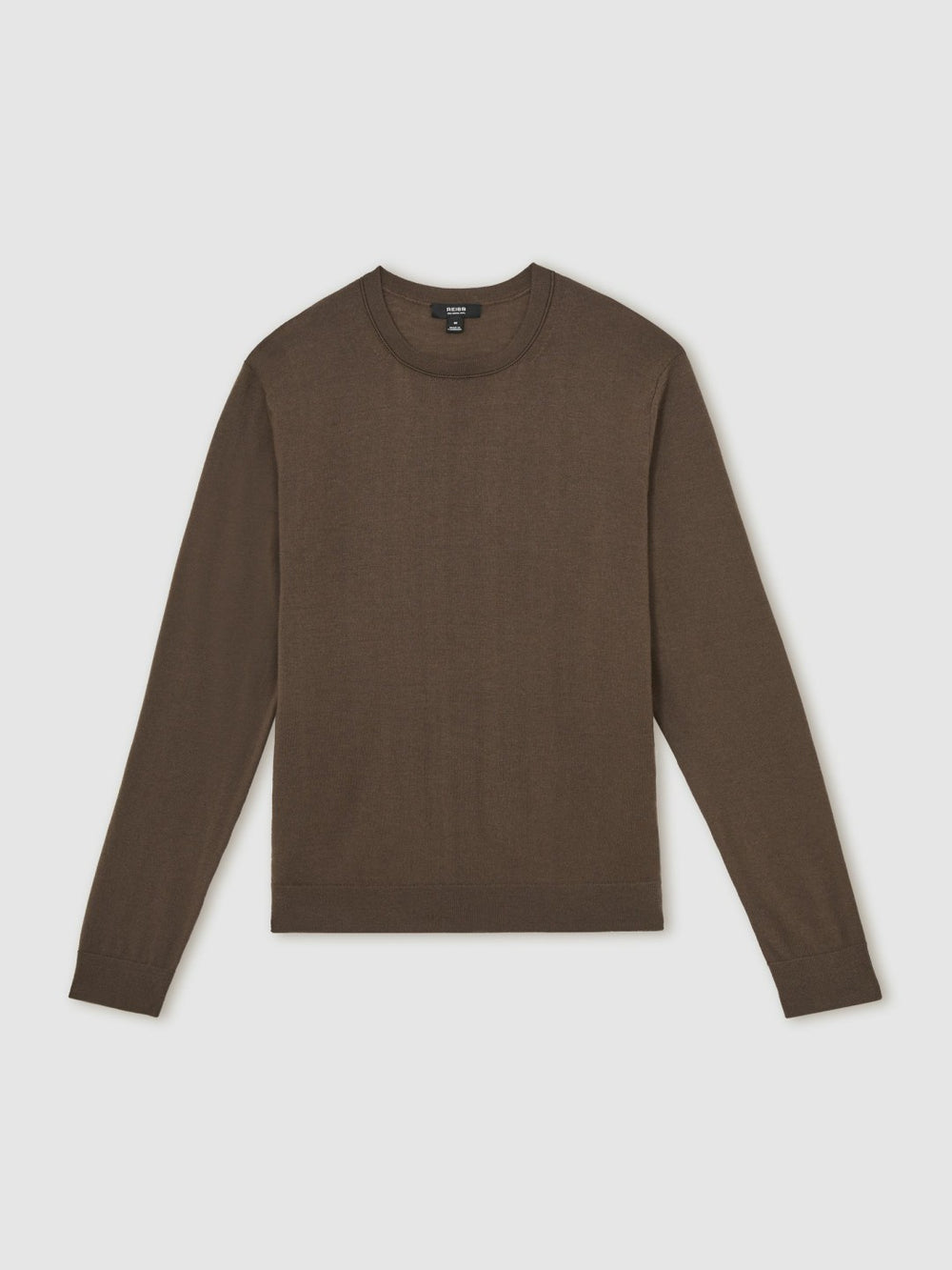 Men Merino-Wool Crew-Neck Jumper in Chocolate Brown