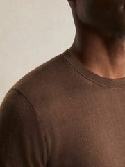 Men Merino-Wool Crew-Neck Jumper in Chocolate Brown