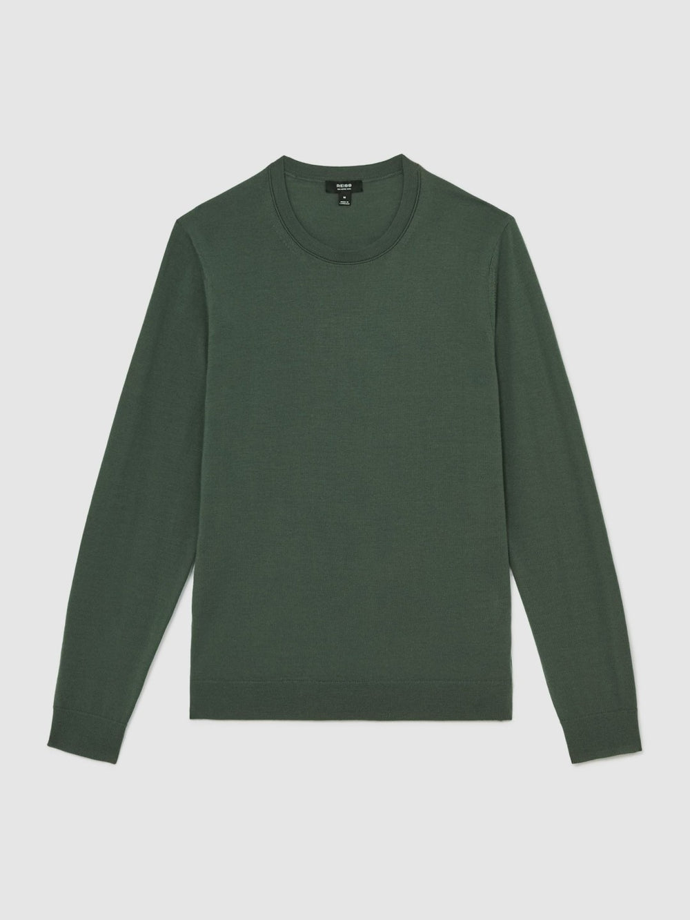 Men Merino-Wool Crew-Neck Jumper in Kale Green