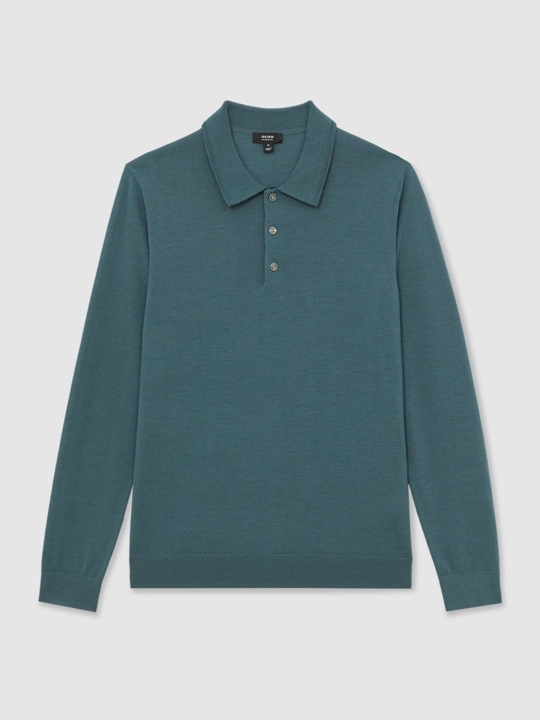 Men Merino Wool Long-Sleeve Polo Shirt in Orion Blue