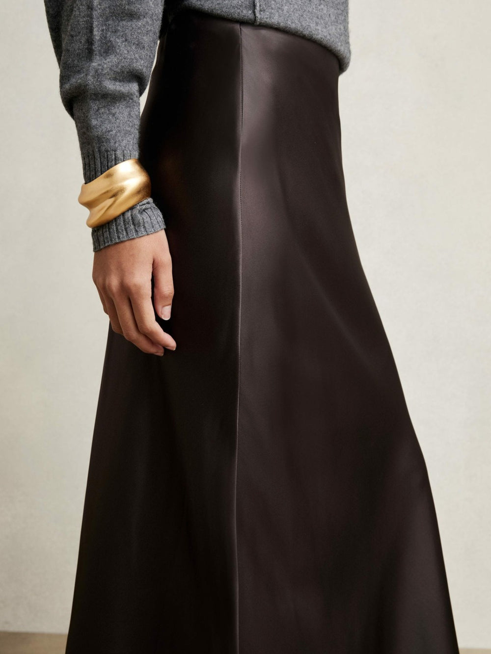 Women Silk Slip Maxi Skirt in Mauve
