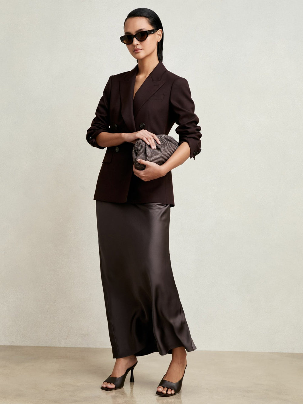 Women Silk Slip Maxi Skirt in Mauve
