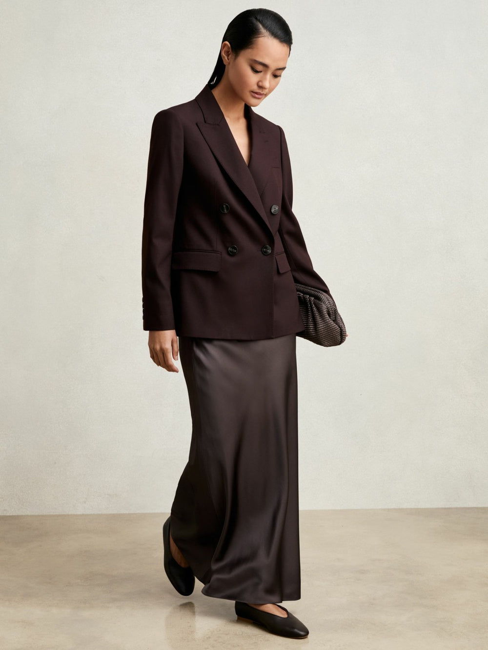 Women Silk Slip Maxi Skirt in Mauve