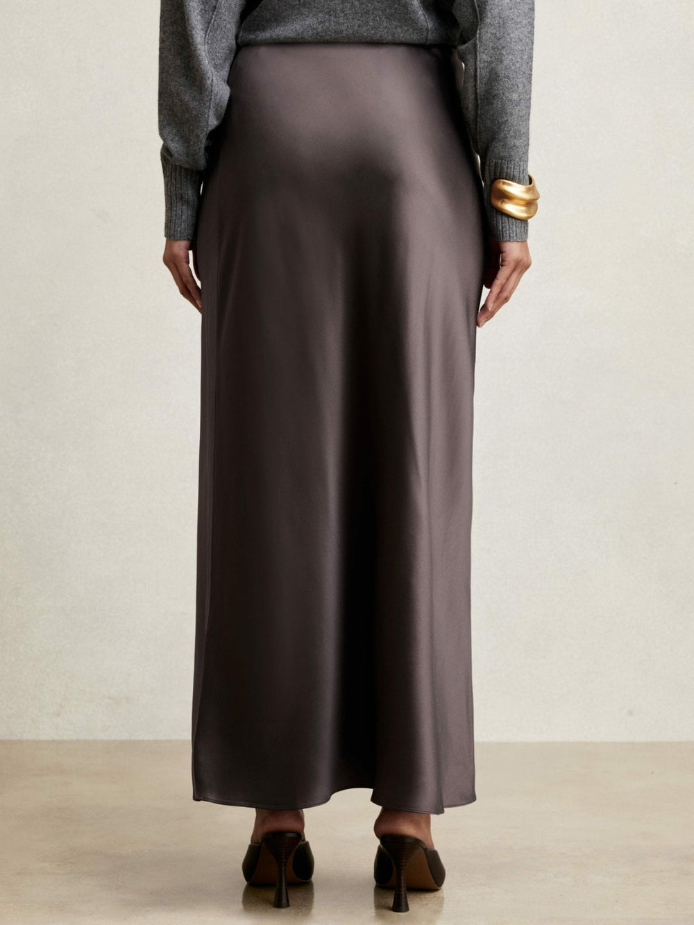 Women Silk Slip Maxi Skirt in Mauve